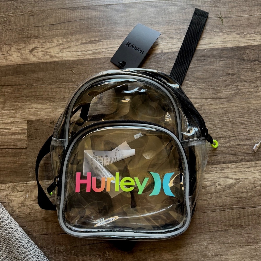 Hurley Clear Mini Backpack Rainbow Logo Transparent Stadium Bag 9A7217-CLR